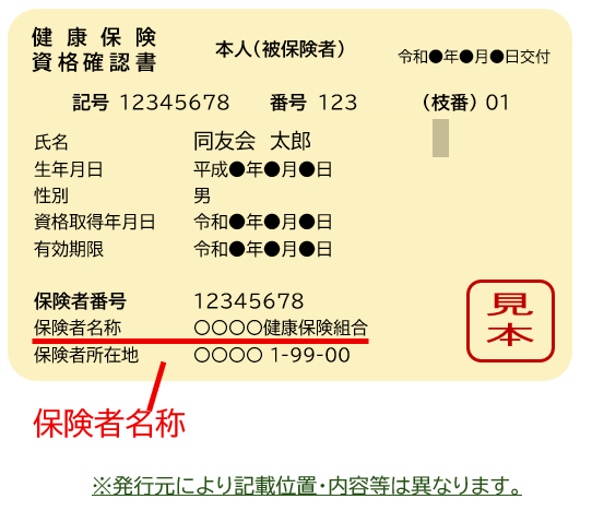 資格確認書サンプル